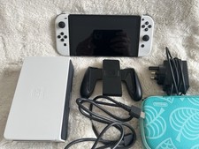 Nintendo Switch OLED White Console Bundle Official Dock Charger HDMI Case VGC