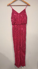 Double Crazy Pink Sequin Dress Barbiecore Sparkly Prom Homecoming Gown Sz S