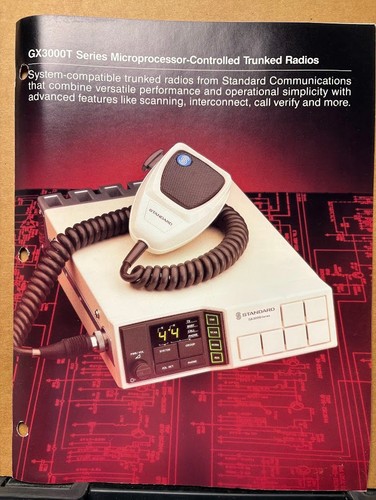Vtg Standard Communications Brochure 1986 GX3000T Series Trunked Radios Specs