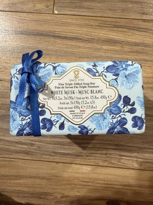 ZENI White Musk FINE TRIPLE MILLED SOAP BAR (3 BARS )5.3OZ EACH MADE IN ITALY