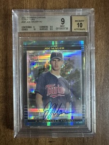 2002 Bowman Chrome Joe Mauer AUTO X-FRACTOR ROOKIE CARD BGS 9 MINT AU-10