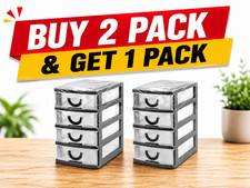 4 Tier Mini Plastic Storage Drawers Tower Desktop Office Home Storage Organiser