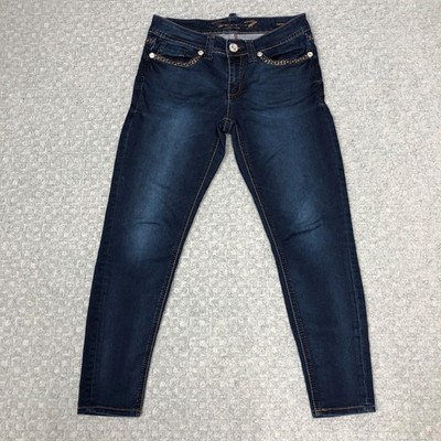 Seven7 Jeans Womens Dark Wash Jegging Skinny Rhinestone Pockets Stretch Denim
