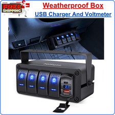 Nilight 4 Gang Rocker Switch Box 12V SPST ON Off PD Type C QC 3.0 USB Charger
