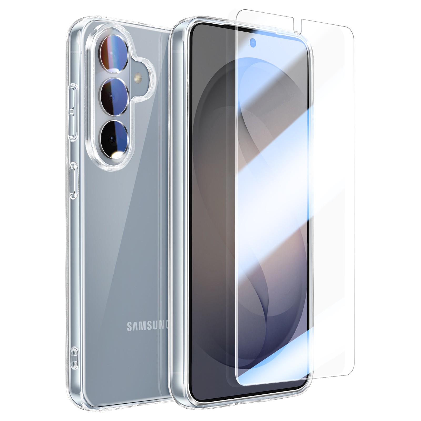 Coque silicone Galaxy S26 transparente haute pureté incluant vitre écran et caméra premium