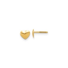 14k Yellow Gold Childrens Heart Silicone Screwback Earrings