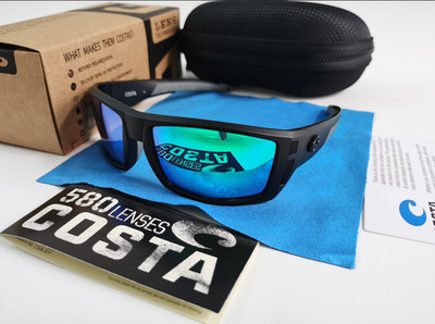 Costa Del Mar Men's Diego Matte Black /Green Mirror Polarized Sunglasses 580p