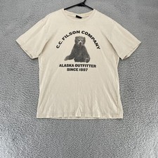 Filson Shirt Mens Small Alaska Outfitter Bear Graphic USA Made Outdoor Tee Tan