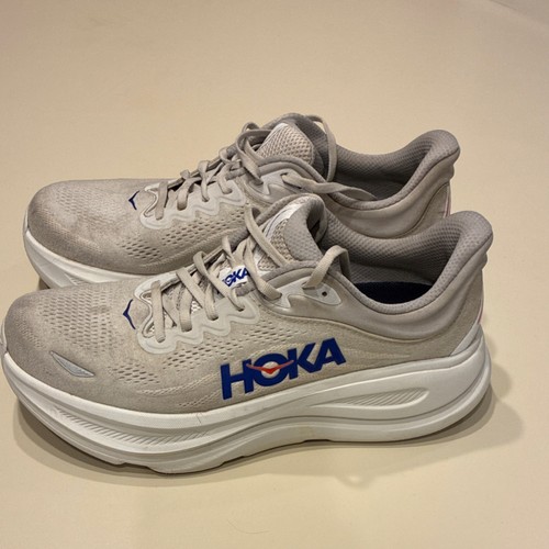 Hoka One One Bondi 9 Men's Running Shoes Gray White Mesh Size 10.5 - Picture 2 of 10