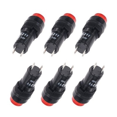 10PCS DC 12V Indicator Light Flush Panel Mount 2/5'' 10mm NXD-211 Red Neon Bulb