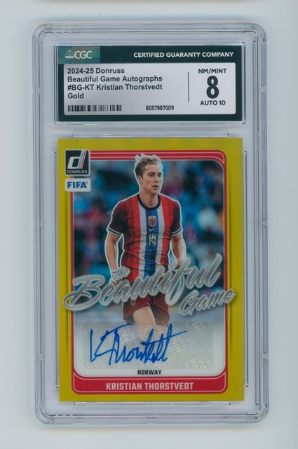2024-25 Kristian Thorstvedt Panini Donruss FIFA Gold Autographed Card 1/10