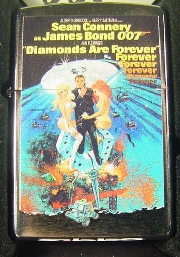 2018 JAMES BOND 007 DIAMONDS ARE FOREVER MOVIE ZIPPO LIGHTER UNUSEER & ZIPPO BOX