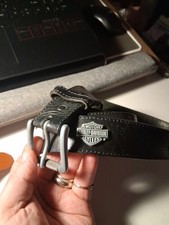 Harley Davidson Black Leather Belt Size 38-40 With Harley Plaque Every 6 Inch