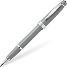 Image of Cross Bailey Light Polished Grey Resin Fountain Pen Gift Boxed Black Ink Medium