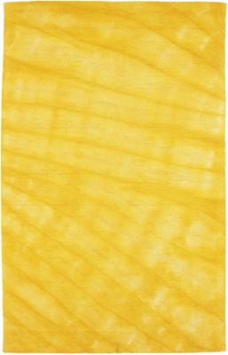 Hand-Tufted 5x8 Golden Yellow Tie-Dye Rug Modern Wool Home Decor Carpet