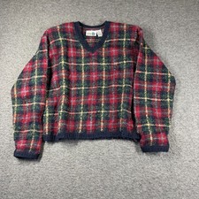 Vintage 90s Paul Harris Mohair blend Plaid Sweater Womens Medium M