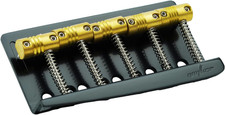 Black 5 String Bass Fixed Hardtail Bridge with Brass Saddles