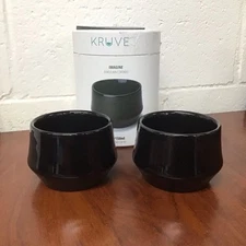 KRUVE Imagine Porcelain Double Walled Espresso Cups 8.5oz - Black 2 Cup Set