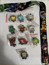 Disney Marvel Avengers Only Pins lot of 10 & LANYARD