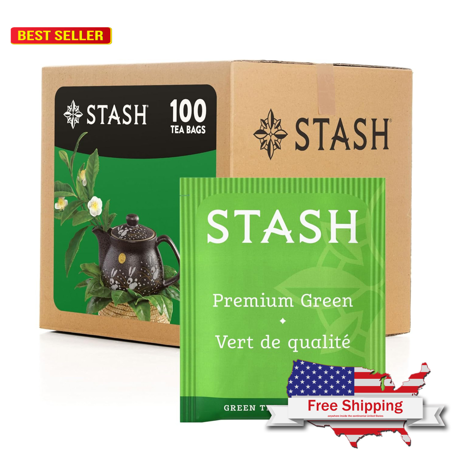 Premium Green Tea, Box Of 100 Tea Bags