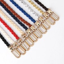 Womens Belt Thin Braided Belts Ropes Ladies Girls Slender Metal Buckle Waist UK
