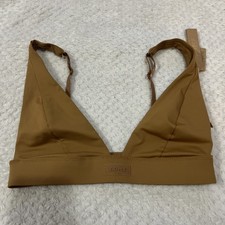 Skims Recycled Swim Plunge Bikini Top Size XS Almond
