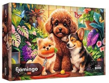 Puzzle 600 element&oacute;w Flamingo Psy w Oranerii TREFL 12205 TR TREFL