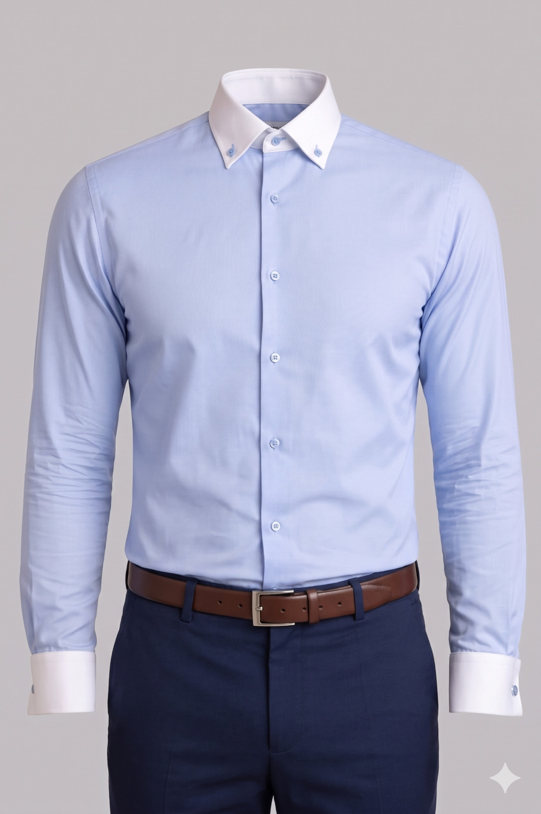 TAYION By Montee Holland Blue Dress Shirt Cotton Slim Fit 18-18 12 3637 2XL 4390₽