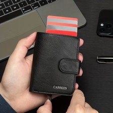 1pc Men's Business Fashion Buckle Spring Card Holder, Multi-functional Large