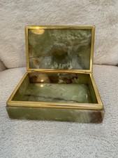 RAR Vintage Jade Onyx Marmor Messing Scharnier Schmuck / Schmuckkasten