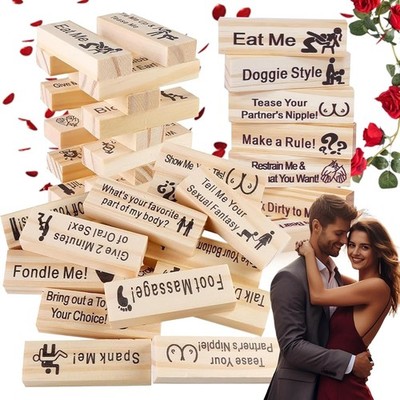 Lust Tower - Adult Game for Couples, 48Pcs Super Naughty Stacking Blocks