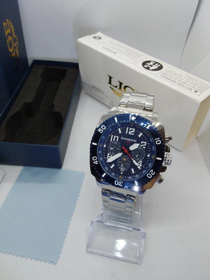 Aviator Chronograph Blue Dial 44mm With Stainless Steel Bracelet Men's Watch - Image 2 of 4