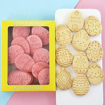 10 Stück Osterei Ausstecher Set Keksform Fondant Backen Stempel Werkzeug