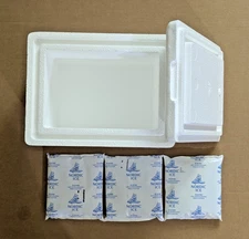Styrofoam Insulated Box 3 Cold Packs For Shipping Perishables, Meds, Food, Etc.