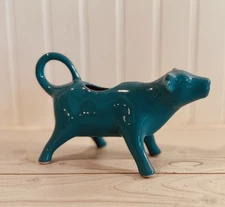 The Pioneer Woman  Teal Turquoise Blue Cow Creamer Pitcher EUC