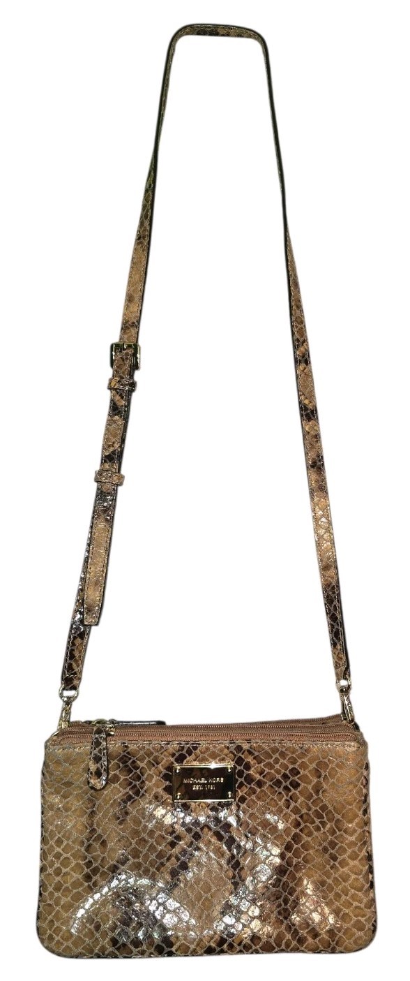 Michael Kors Bedford Gusset Python Embossed Leath… - image 2