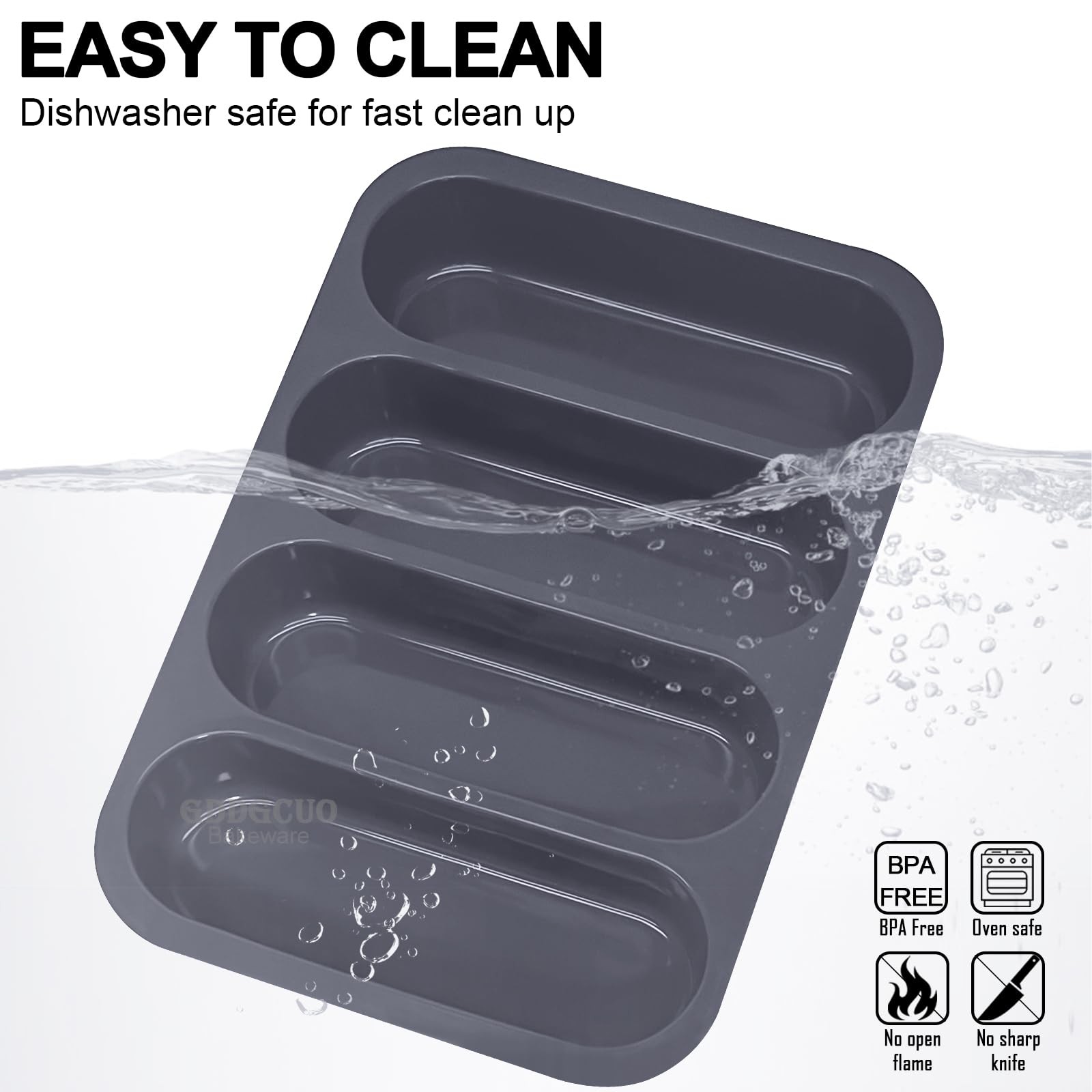 Silicone Hotdog Bun Pan 6 Inch Standard Mold 4 Cup Non-stick Homemade Baking