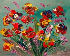 FLOWERS█ MODERN CANVAS  original  painting ABSTRACT ART █NO RES██efw