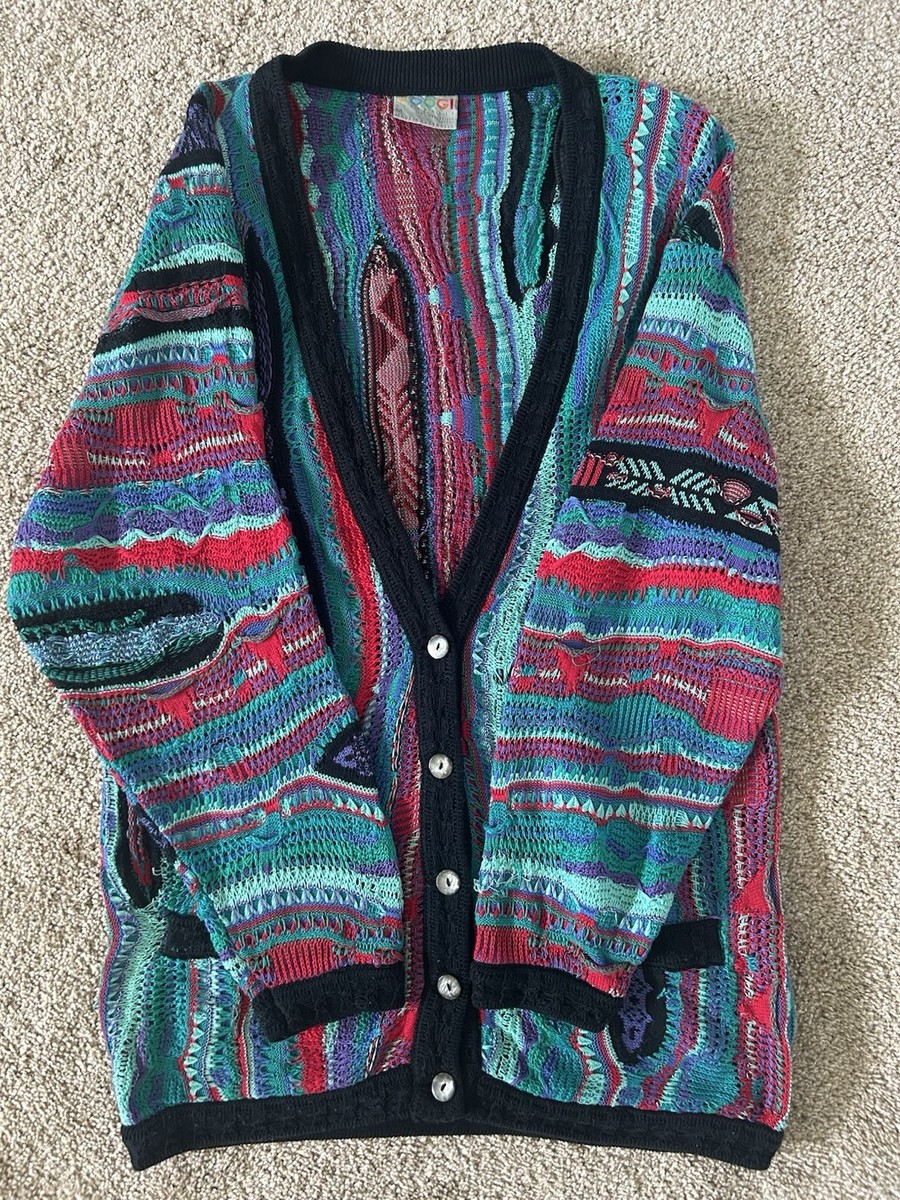 COOGI Vintage 90s 3D Knit Cardigan Multicolor Rare Men's M