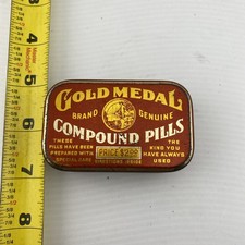 Vintage Gold Medal Compound Pills Empty Tin Advertising Medicine