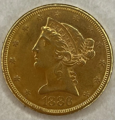 1886-S Coronet Liberty Head $5 Half Eagle Type 2 .9 Gold - Dad’s Coin Collection