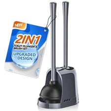 Toilet Plunger and Brush, Bowl Brush and Heavy Duty Toilet Plunger Set with V...