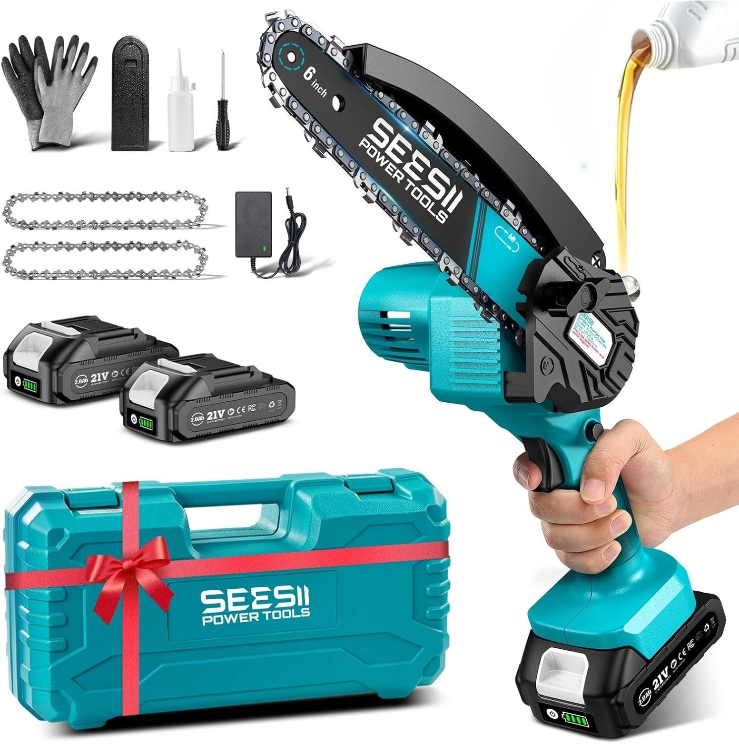 Mini tronçonneuse sans fil légère pour couper les branches hautes sans fatigue