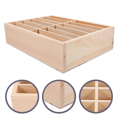 Holz mit 12 Grid Handys Storage Box Desktop Mobiltelefonhalter Organizer