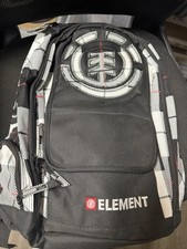 Mochila de Skateboard Element Vintage Negro Blanco Bolso de Skate Escuela