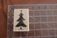 Stampin' Up CHRISTMAS TREE Collage Swirl Star Season of Joy Wood Stamp