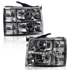 LED DRL Headlights for Chevy Silverado 1500 2007-2013 2500 3500 2007-2014 Clear