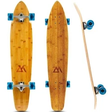 44 in Kicktail Cruiser Longboard Skateboard Bamboo & Hard Maple Deck, Blue