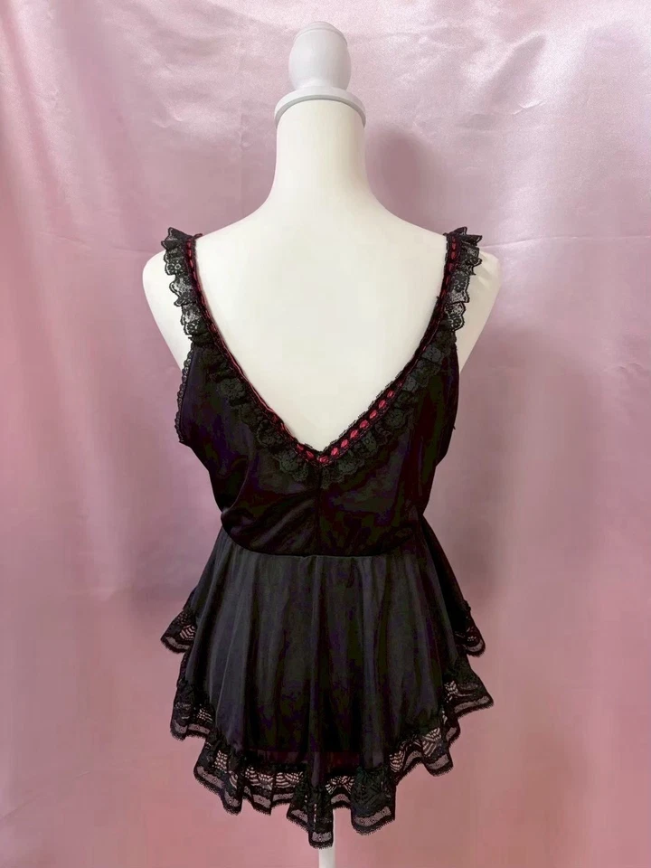 Babydoll Cinta Medianoche Años 70 De Colección EE. UU. Fairycore Coquette Elegante Kawaii Y2K Foto 2 de 4