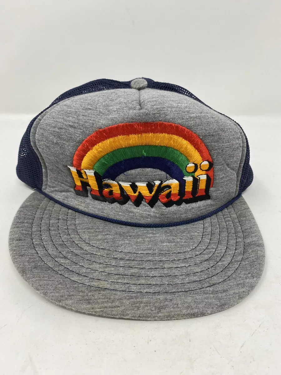 Hawaii Rainbow Hat Cap Snapback Trucker Headwear Mesh Rare Vintage
